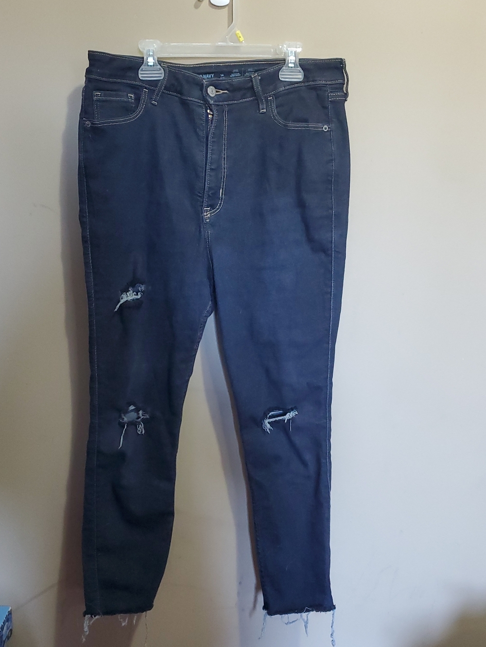 Women’s Distressed Dark Jeans Size 14 Petite